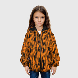 Куртка с капюшоном детская Тигровые Полосы, цвет: 3D-черный — фото 2