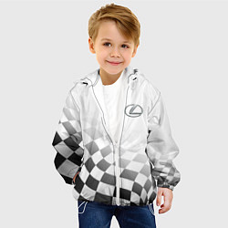 Куртка с капюшоном детская Lexus, Лексус спорт финишный флаг, цвет: 3D-белый — фото 2