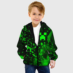 Куртка с капюшоном детская MINECRAFT - КРИПЕР - Частицы, цвет: 3D-черный — фото 2