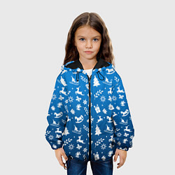 Куртка с капюшоном детская СИНИЙ НОВОГОДНИЙ УЗОР 2022, цвет: 3D-черный — фото 2