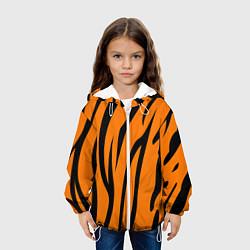 Куртка с капюшоном детская Текстура тиграtiger, цвет: 3D-белый — фото 2