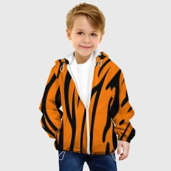 Куртка с капюшоном детская Текстура тиграtiger, цвет: 3D-белый — фото 2