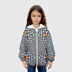Куртка с капюшоном детская Пульсирующий синий цветок иллюзия движения, цвет: 3D-белый — фото 2