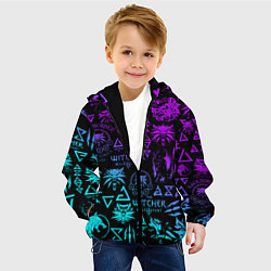Куртка с капюшоном детская ВЕДЬМАК ЛОГОБОМБИНГ НЕОН, цвет: 3D-черный — фото 2