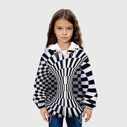 Куртка с капюшоном детская Оптическая Иллюзия, черно белая, цвет: 3D-белый — фото 2