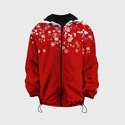 Куртка с капюшоном детская Рождественские снежинки, цвет: 3D-черный