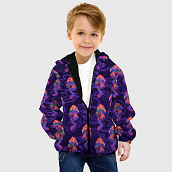 Куртка с капюшоном детская Грибы психоделика, цвет: 3D-черный — фото 2