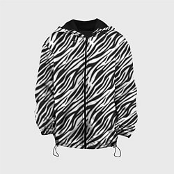 Куртка с капюшоном детская Чёрно-Белые полоски Зебры, цвет: 3D-черный