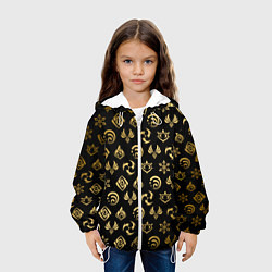 Куртка с капюшоном детская GOLDEN GENSHIN IMPACT PATTERN ЗОЛОТО ГЕНШИН ИМПАКТ, цвет: 3D-белый — фото 2