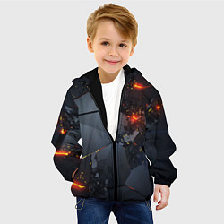 Куртка с капюшоном детская НЕОНОВЫЙ ВЗРЫВ ПЛИТЫ, ОБЛОМКИ NEON EXPLOSION, цвет: 3D-черный — фото 2