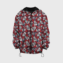 Куртка с капюшоном детская Skulls & roses, цвет: 3D-черный