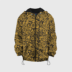 Куртка с капюшоном детская Золотые Цветы хохлома, цвет: 3D-черный