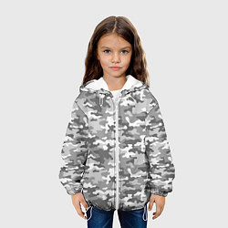 Куртка с капюшоном детская Серый Военный Камуфляж, цвет: 3D-белый — фото 2