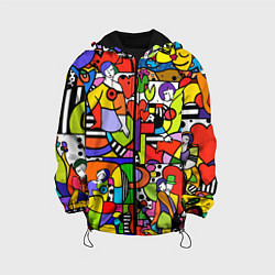 Куртка с капюшоном детская Romero Britto - love collage, цвет: 3D-черный