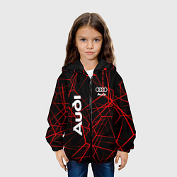 Куртка с капюшоном детская Audi: Красные линии, цвет: 3D-черный — фото 2