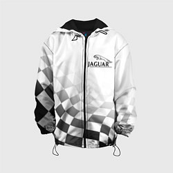 Куртка с капюшоном детская Jaguar, Ягуар Финишный флаг, цвет: 3D-черный
