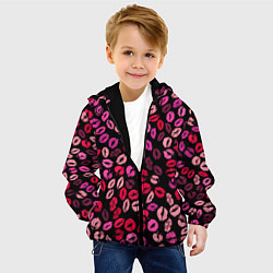 Куртка с капюшоном детская Покрытый поцелуями, цвет: 3D-черный — фото 2