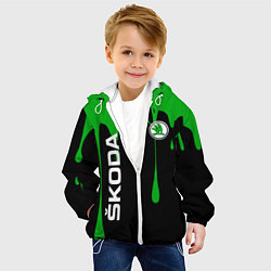 Куртка с капюшоном детская Skoda: Подтеки, цвет: 3D-белый — фото 2