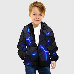 Куртка с капюшоном детская КИБЕРПАНК БРОНЯ: СИНЯЯ СТАЛЬ, цвет: 3D-черный — фото 2