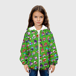 Куртка с капюшоном детская Особые редкие значки Бравл Пины зеленый фон Brawl, цвет: 3D-белый — фото 2