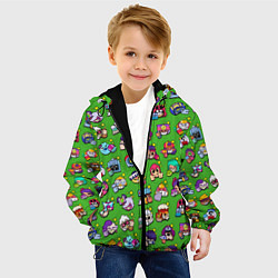 Куртка с капюшоном детская Особые редкие значки Бравл Пины зеленый фон Brawl, цвет: 3D-черный — фото 2