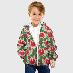 Куртка с капюшоном детская Гранат фрукт паттерн, цвет: 3D-белый — фото 2
