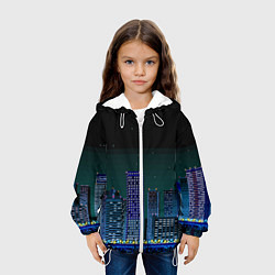 Куртка с капюшоном детская Пиксельный ретро город, цвет: 3D-белый — фото 2