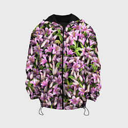 Куртка с капюшоном детская Лилии цветут, цвет: 3D-черный