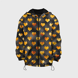 Куртка с капюшоном детская Сердечки Gold and Black, цвет: 3D-черный