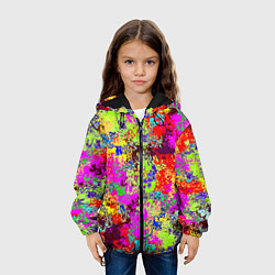 Куртка с капюшоном детская Пиксельный камуфляж Токсик, цвет: 3D-черный — фото 2