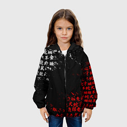 Куртка с капюшоном детская КРАСНО БЕЛЫЕ ИЕРОГЛИФЫ ЯПОНИЯ БРЫЗГИ, цвет: 3D-черный — фото 2