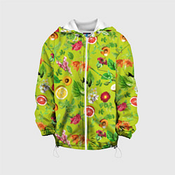 Куртка с капюшоном детская Летнее настроение - фрукты, цвет: 3D-белый