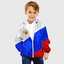 Куртка с капюшоном детская Российский герб: триколор, цвет: 3D-белый — фото 2