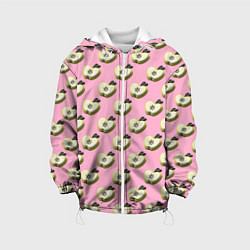 Куртка с капюшоном детская Яблочные дольки на розовом фоне с эффектом 3D, цвет: 3D-белый