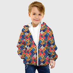Куртка с капюшоном детская Мандалы медитация, цвет: 3D-белый — фото 2
