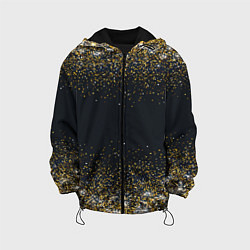 Куртка с капюшоном детская Золотые блестки на темном фоне Сияющий глиттер, бл, цвет: 3D-черный