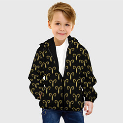 Куртка с капюшоном детская Золотой овен на черном фоне Паттерн, цвет: 3D-черный — фото 2