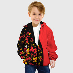 Куртка с капюшоном детская Хохлома Русская роспись, цвет: 3D-черный — фото 2