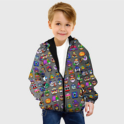 Куртка с капюшоном детская Значки на скины Бравл Старс Brawl Серый градиент П, цвет: 3D-черный — фото 2
