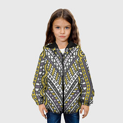 Куртка с капюшоном детская Абстрактный узор в стиле дудл Желтый, серый и белы, цвет: 3D-черный — фото 2