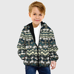 Куртка с капюшоном детская Узор прямоугольный пиксел, цвет: 3D-черный — фото 2