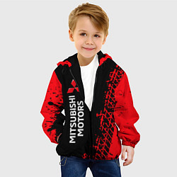 Куртка с капюшоном детская МИТСУБИСИ МОТОР - Следы Вертикально, цвет: 3D-черный — фото 2