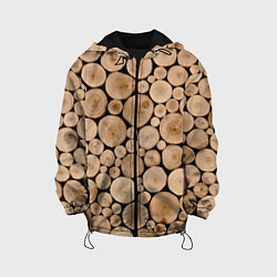 Куртка с капюшоном детская Спил дерева, цвет: 3D-черный