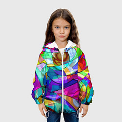 Куртка с капюшоном детская Геометрический паттерн Абстракция, цвет: 3D-белый — фото 2
