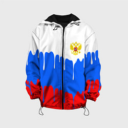 Куртка с капюшоном детская Флаг герб russia, цвет: 3D-черный