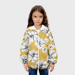 Куртка с капюшоном детская Цветы Цветочно-Жёлтый, цвет: 3D-белый — фото 2