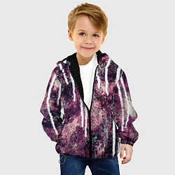 Куртка с капюшоном детская Абстракция Гранж Потеки краски Бордовый и белый, цвет: 3D-черный — фото 2