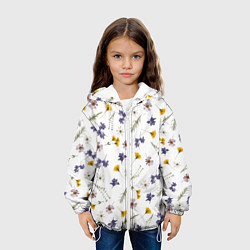 Куртка с капюшоном детская Простые цветы на белом фоне, цвет: 3D-белый — фото 2