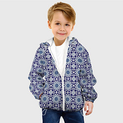 Куртка с капюшоном детская ГЕОМЕТРИЧЕСКИЙ ПАТТЕРН СИНИЙ, цвет: 3D-белый — фото 2
