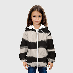 Куртка с капюшоном детская Коричневый принт тай-дай полосы, цвет: 3D-белый — фото 2